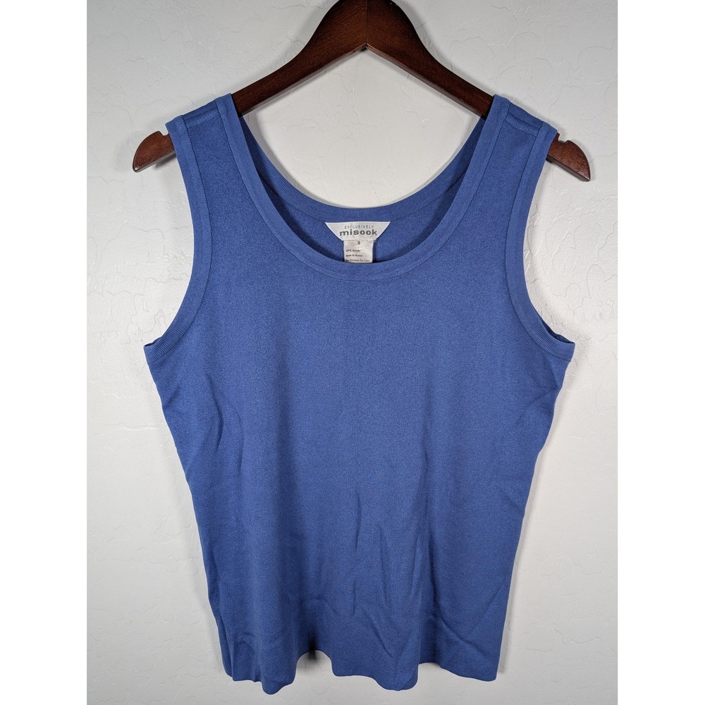Misook Sweater‎ Tank Top Womens Small Blue Knit Sleeveless Scoop Neck Pullover
